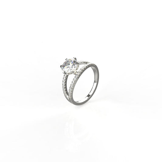 Avarta Jewellery 18k White Gold Bridal Solitaire Moissanites Ring