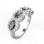 Avarta Jewellery Sterling Silver Blue Sapphire Ring With Moissanite