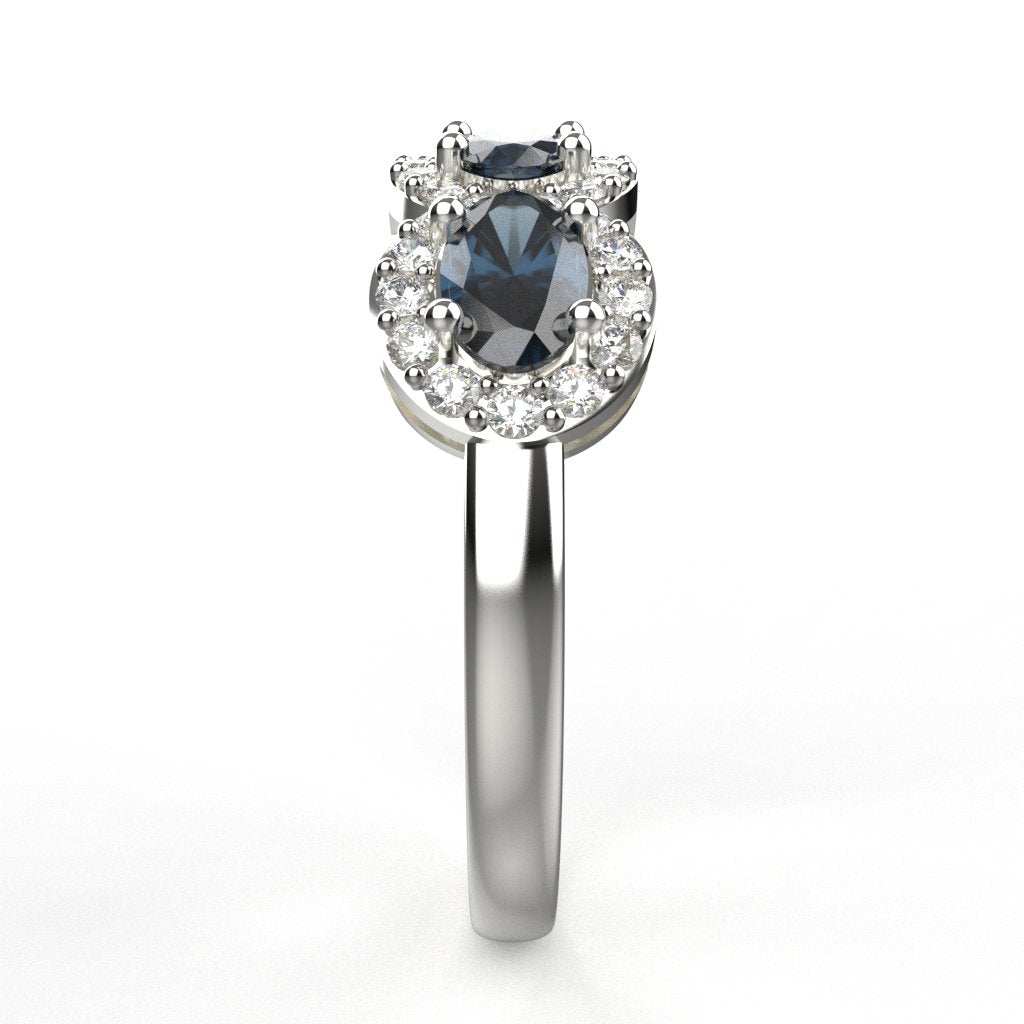 Avarta Jewellery Sterling Silver Blue Sapphire Ring With Moissanite