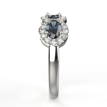 Avarta Jewellery Sterling Silver Blue Sapphire Ring With Moissanite