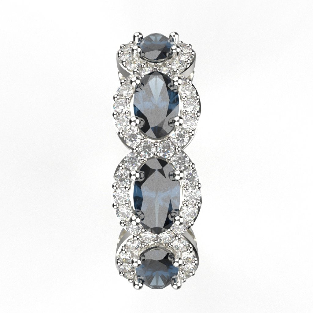 Avarta Jewellery Sterling Silver Blue Sapphire Ring With Moissanite