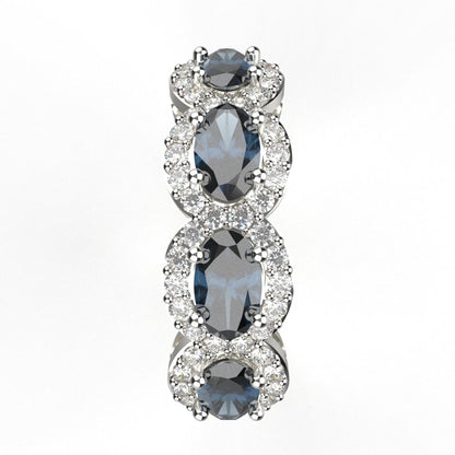 Avarta Jewellery Sterling Silver Blue Sapphire Ring With Moissanite