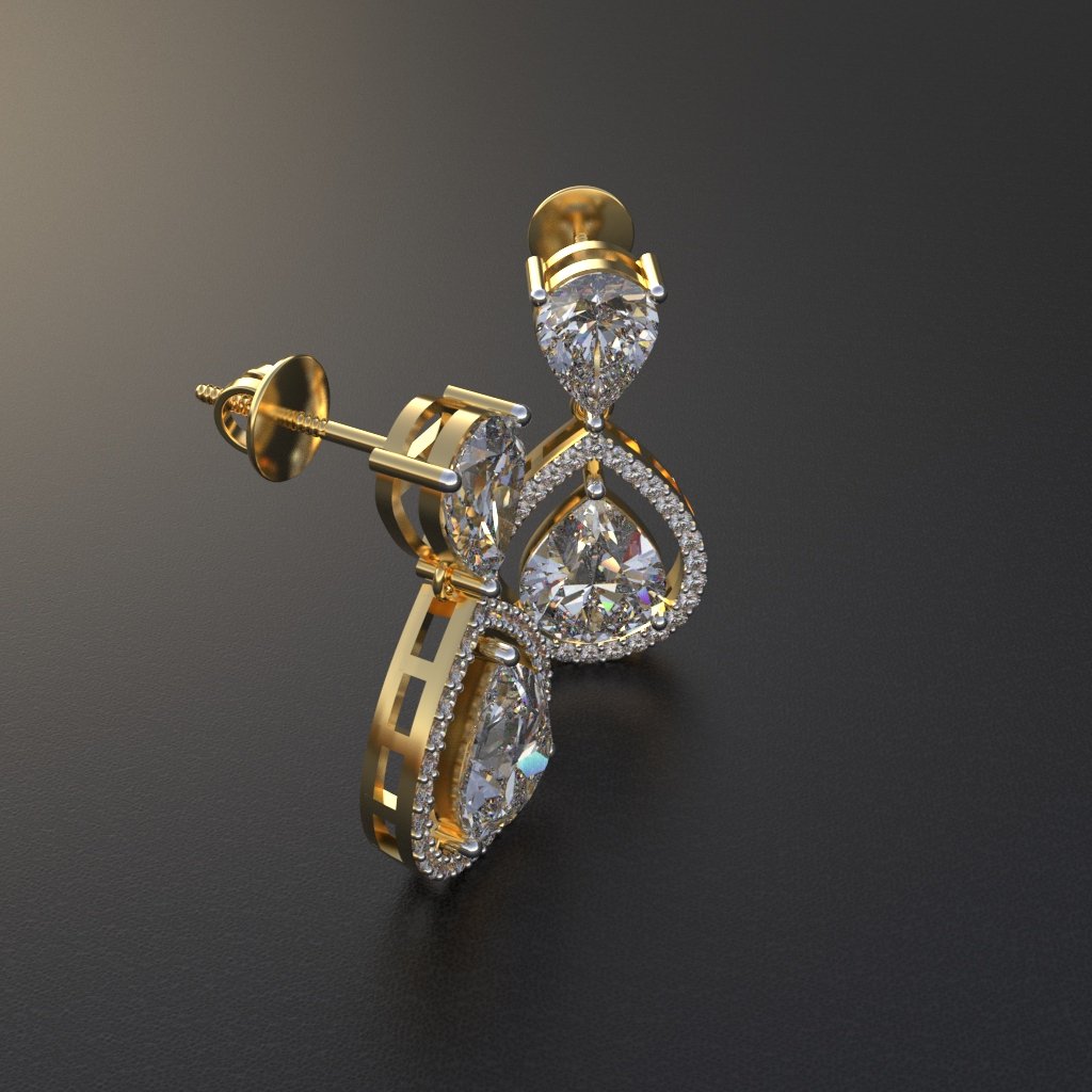 Avarta 18k Gold Moissanite Dangler Earring