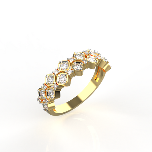 Avarta Jewellery Gold Double Band Diamond Ring in Lab Diamonds