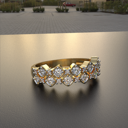 Avarta Jewellery Gold Double Band Diamond Ring in Lab Diamonds