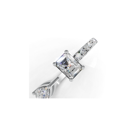 Avarta Sterling Silver Toi-Et-Moi Pear Emerald Cut Moissanite Ring