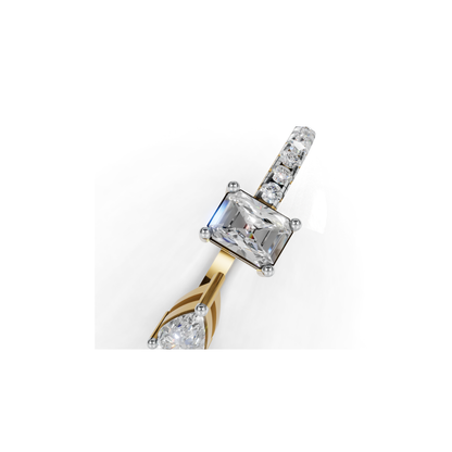 Avarta Sterling Silver Toi-Et-Moi Pear Emerald Cut Moissanite Ring