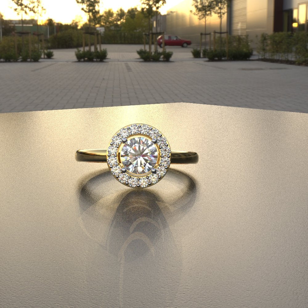 Avarta Jewellery 50 Cents Halo Solitaire Ring