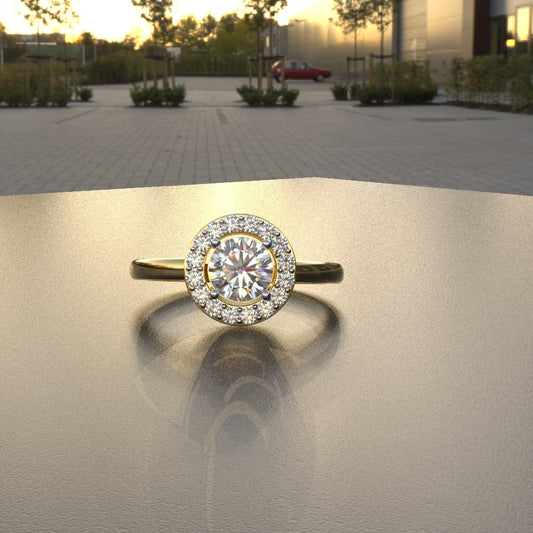 Avarta Jewellery 50 Cents Halo Solitaire Ring