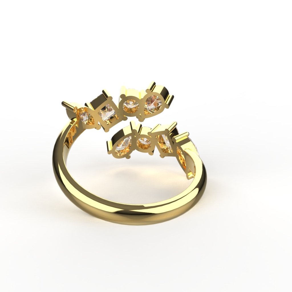Avarta Jewellery Gold Wavy Fancy Lab Diamond Ring