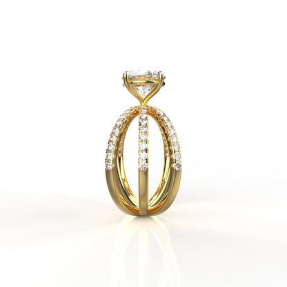 Avarta Jewellery Gold 1.50 Carat Solitaire and 80 cents Round Moissanite Ring