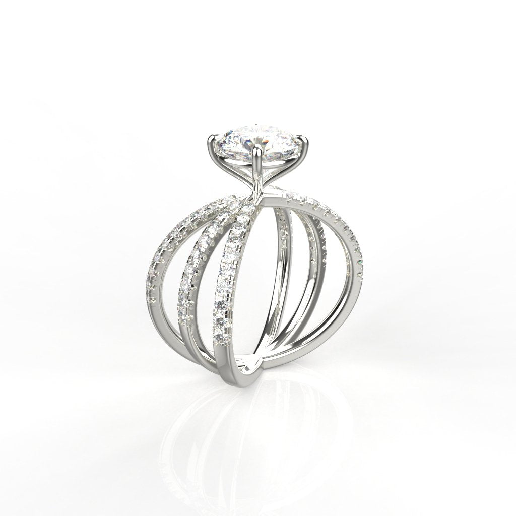 Avarta Jewellery White Gold 1.50 Carat Solitaire and 80 cents Round Moissanite Ring
