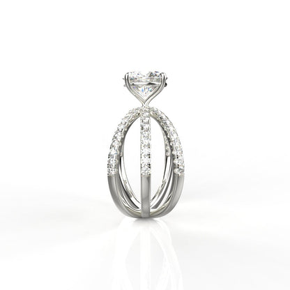 Avarta Jewellery White Gold 1.50 Carat Solitaire and 80 cents Round Moissanite Ring