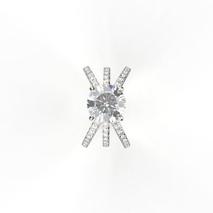 Avarta Jewellery White Gold 1.50 Carat Solitaire and 80 cents Round Moissanite Ring