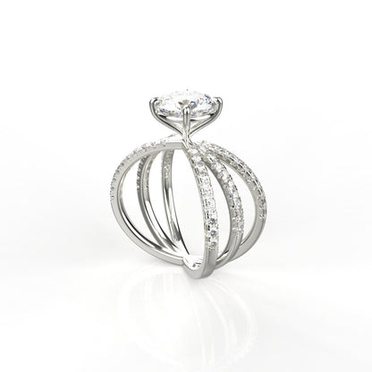 Avarta Jewellery White Gold 1.50 Carat Solitaire and 80 cents Round Moissanite Ring