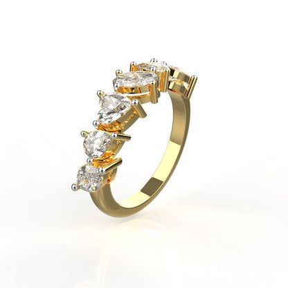 Multi Shape Lab Grown Diamond Half Eternity Band | 14K & 18K Gold Stacking Ring