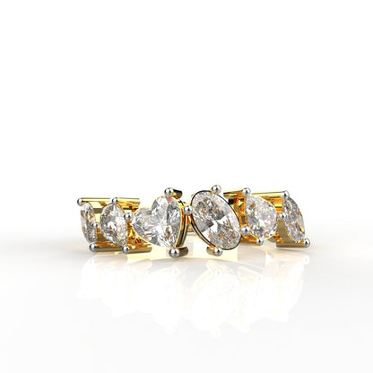 Multi Shape Lab Grown Diamond Half Eternity Band | 14K & 18K Gold Stacking Ring