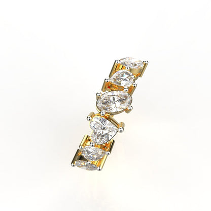 Multi Shape Lab Grown Diamond Half Eternity Band | 14K & 18K Gold Stacking Ring