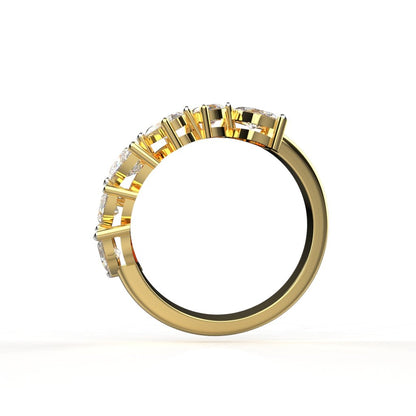 Multi Shape Lab Grown Diamond Half Eternity Band | 14K & 18K Gold Stacking Ring