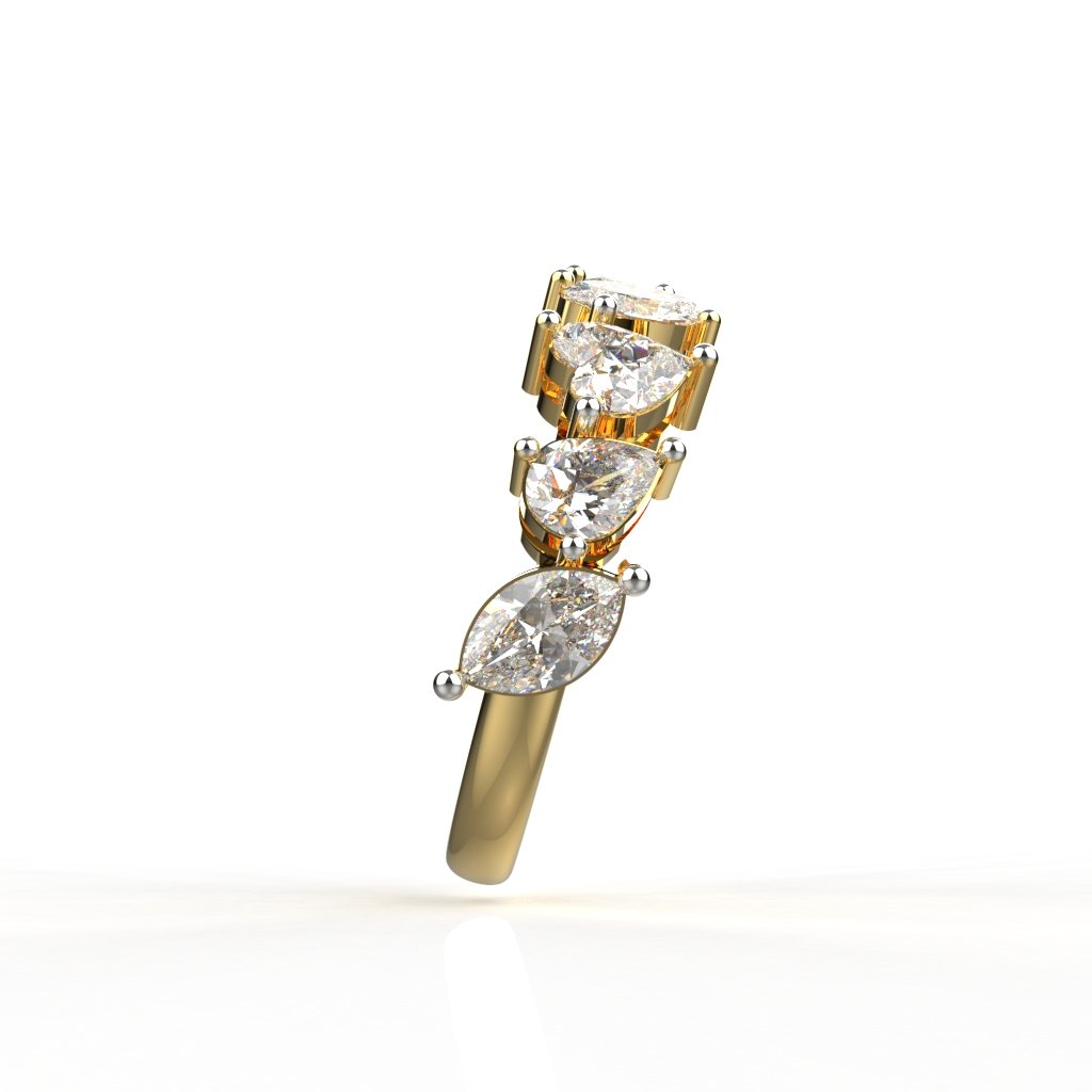 Multi Shape Lab Grown Diamond Half Eternity Band | 14K & 18K Gold Stacking Ring