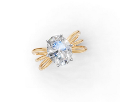 2 Cttw Moissanite Solitaire Designer Ring | 14K & 18K BIS HUID Hallmarked Gold Ring