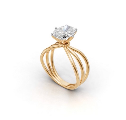 2 Cttw Moissanite Solitaire Designer Ring | 14K & 18K BIS HUID Hallmarked Gold Ring