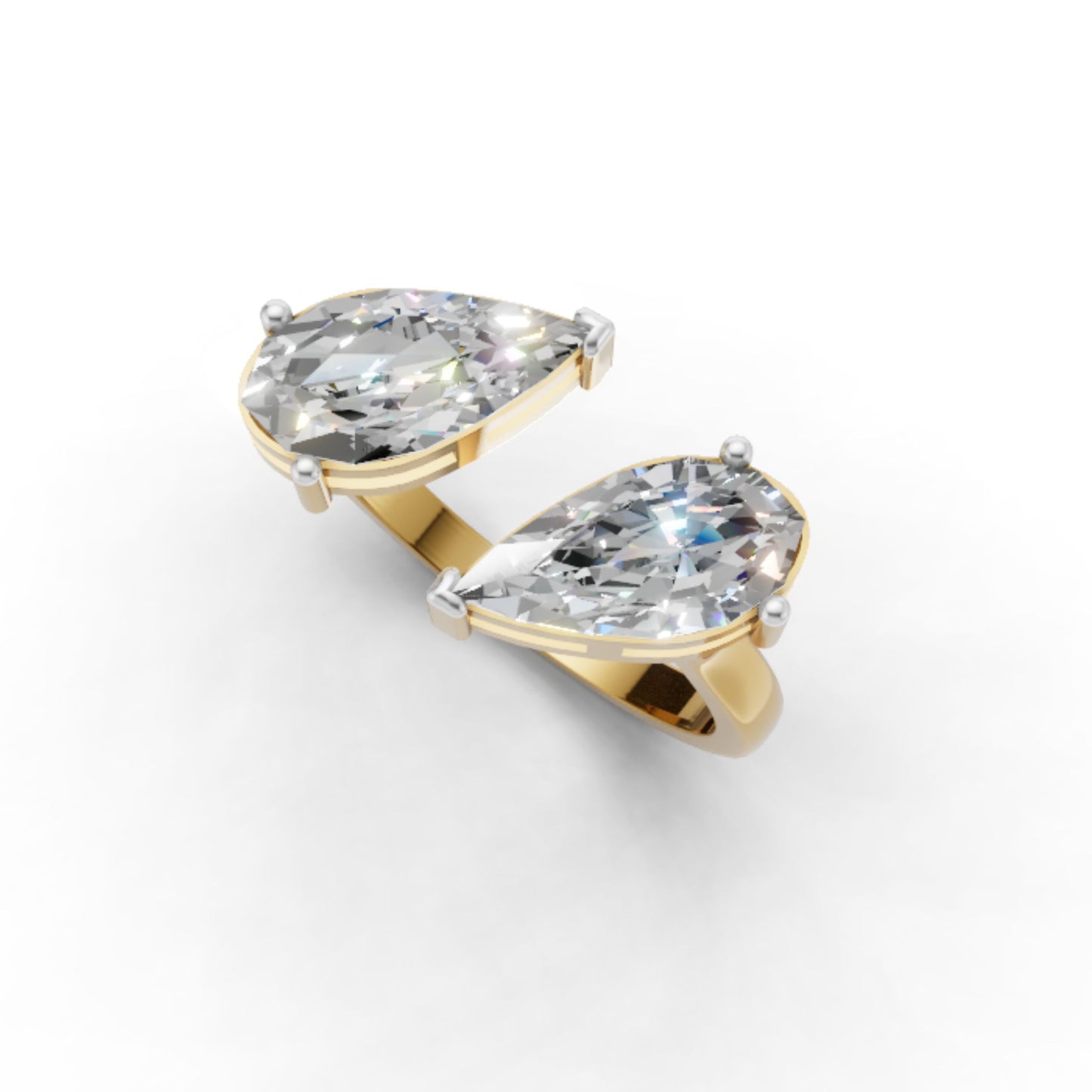 Toi et Moi Step-Cut Pear Moissanite Ring | 9K, 14K, 18K Gold