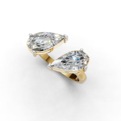 Toi et Moi Step-Cut Pear Moissanite Ring | 9K, 14K, 18K Gold