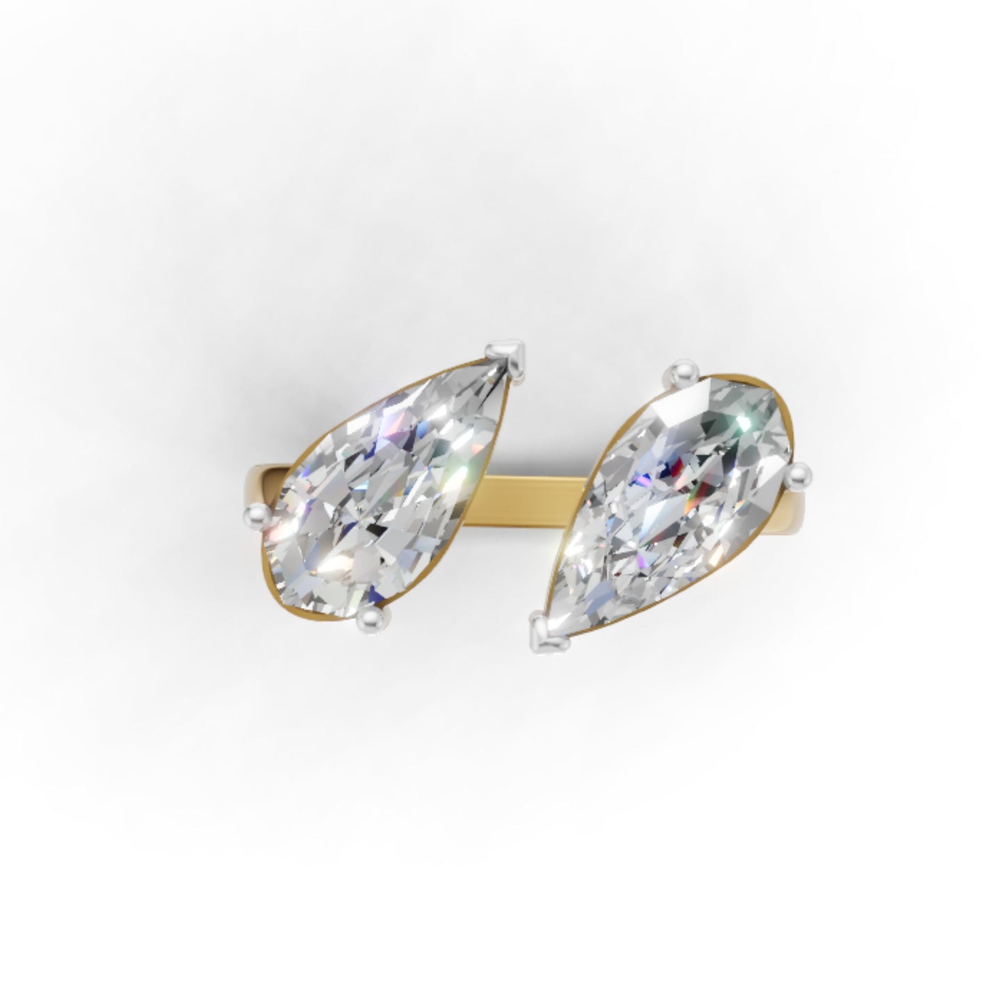 Toi et Moi Step-Cut Pear Moissanite Ring | 9K, 14K, 18K Gold