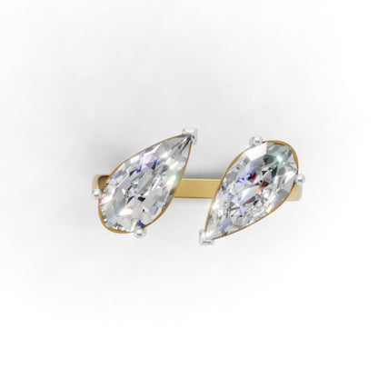 Toi et Moi Step-Cut Pear Moissanite Ring | 9K, 14K, 18K Gold