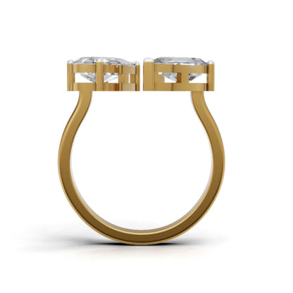 Toi et Moi Step-Cut Pear Moissanite Ring | 9K, 14K, 18K Gold