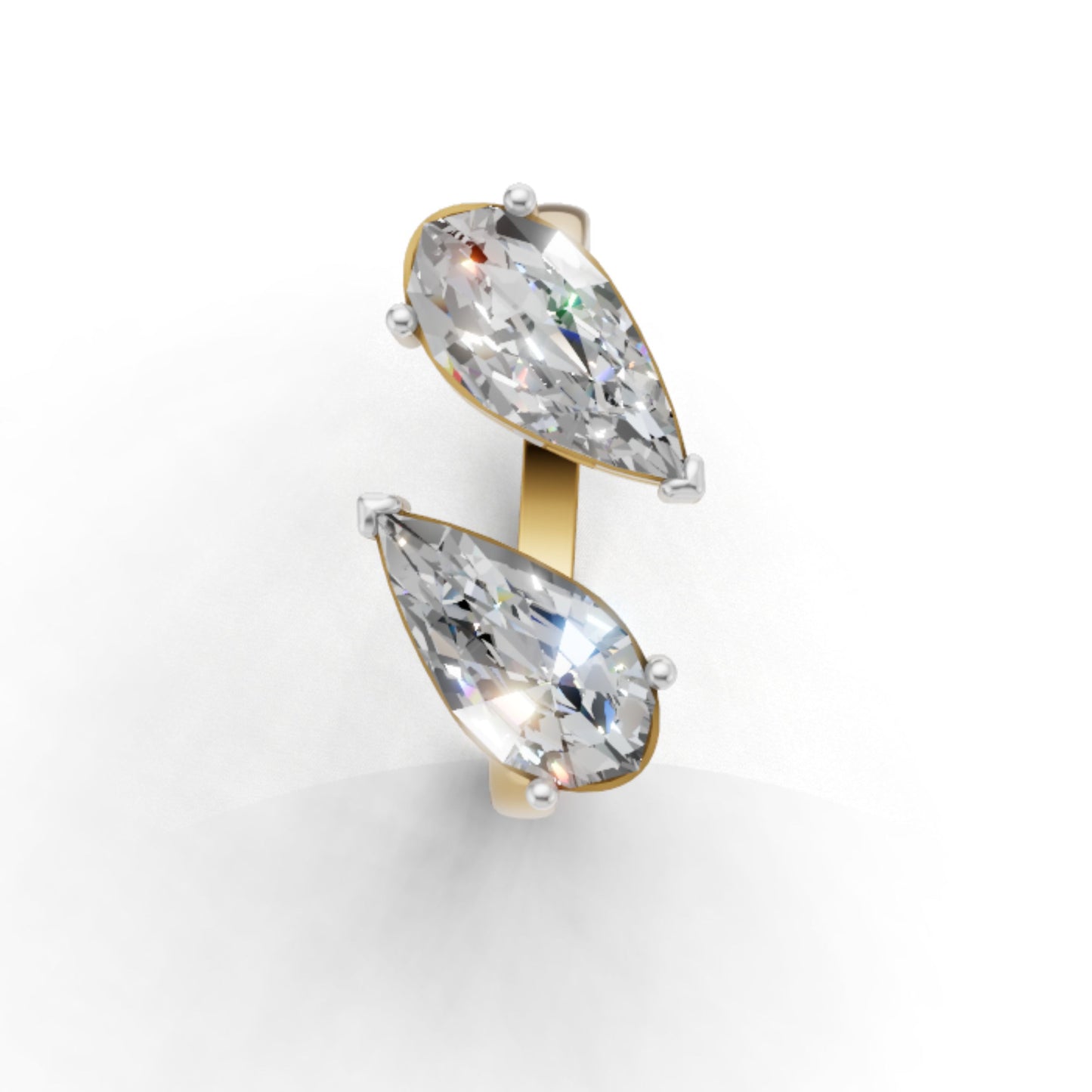 Toi et Moi Step-Cut Pear Moissanite Ring | 9K, 14K, 18K Gold