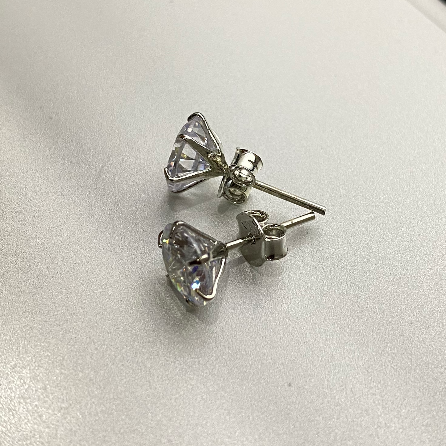 Avarta Sterling Silver 6 Prong 2 Carat Each American Diamond Studs For Girls &amp; Women
