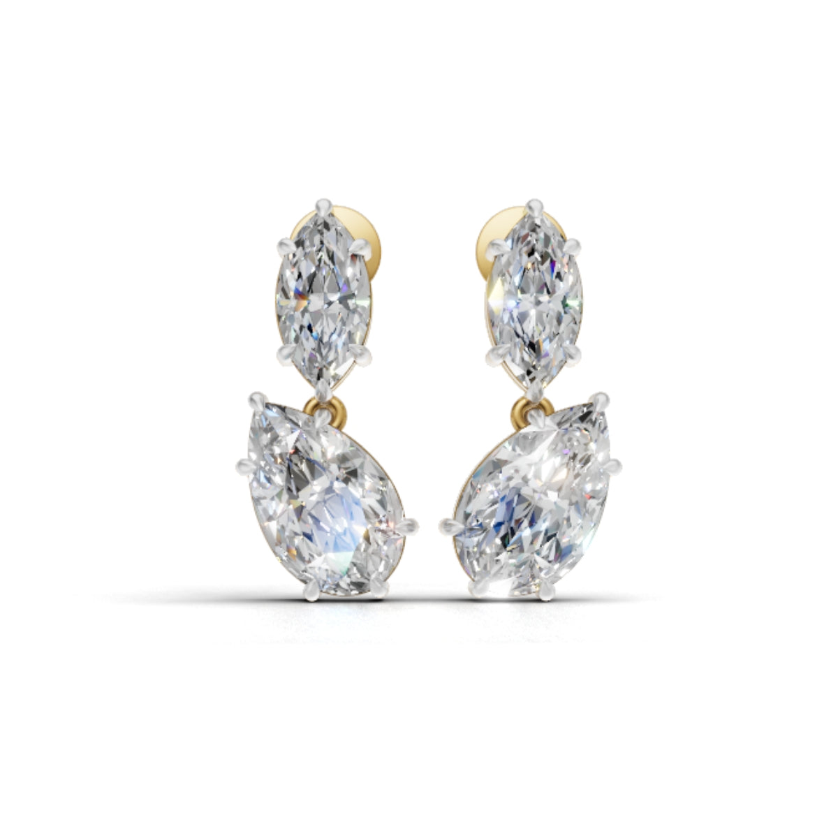 Royal Pear Drop Earrings | 3.5ct Pear & 1.25ct Marquise Moissanite – Certified & Hallmarked Gold
