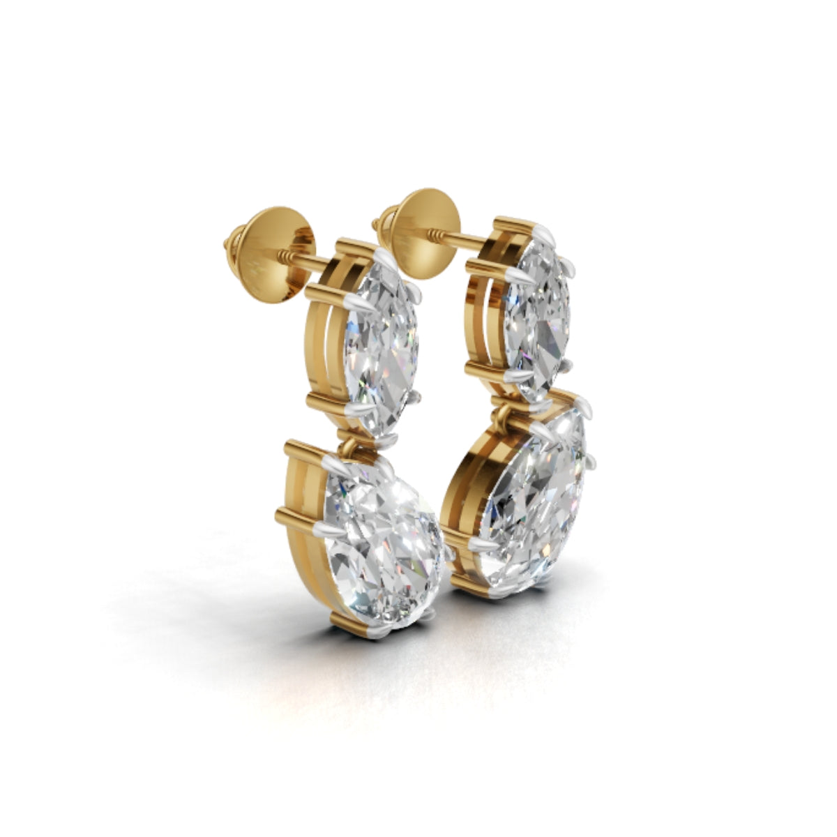 Royal Pear Drop Earrings | 3.5ct Pear & 1.25ct Marquise Moissanite – Certified & Hallmarked Gold