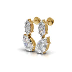 Royal Pear Drop Earrings | 3.5ct Pear & 1.25ct Marquise Moissanite – Certified & Hallmarked Gold