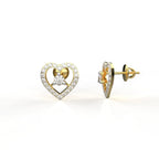 Avarta Jewellery Gold Heart Diamond Studs Earrings