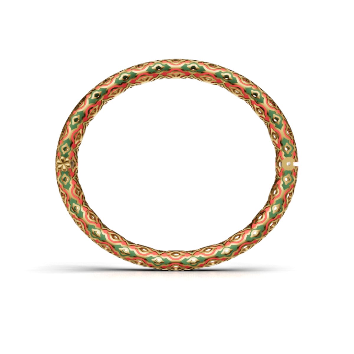 Royal Red Green Enamel Bangle | Handcrafted Temple Inspired Jewelry Sterling Silver Bangle - Single Pcs