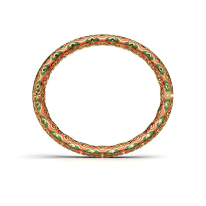 Royal Red Green Enamel Bangle | Handcrafted Temple Inspired Jewelry Sterling Silver Bangle - Single Pcs