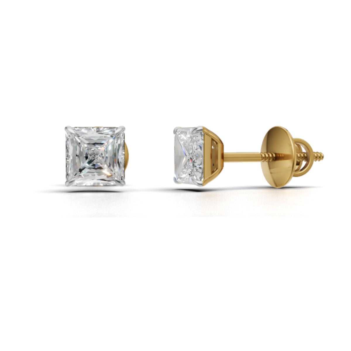 0.75 CT Each Princess Cut Lab Grown Diamond Stud Earrings | IGI Certified | Unisex