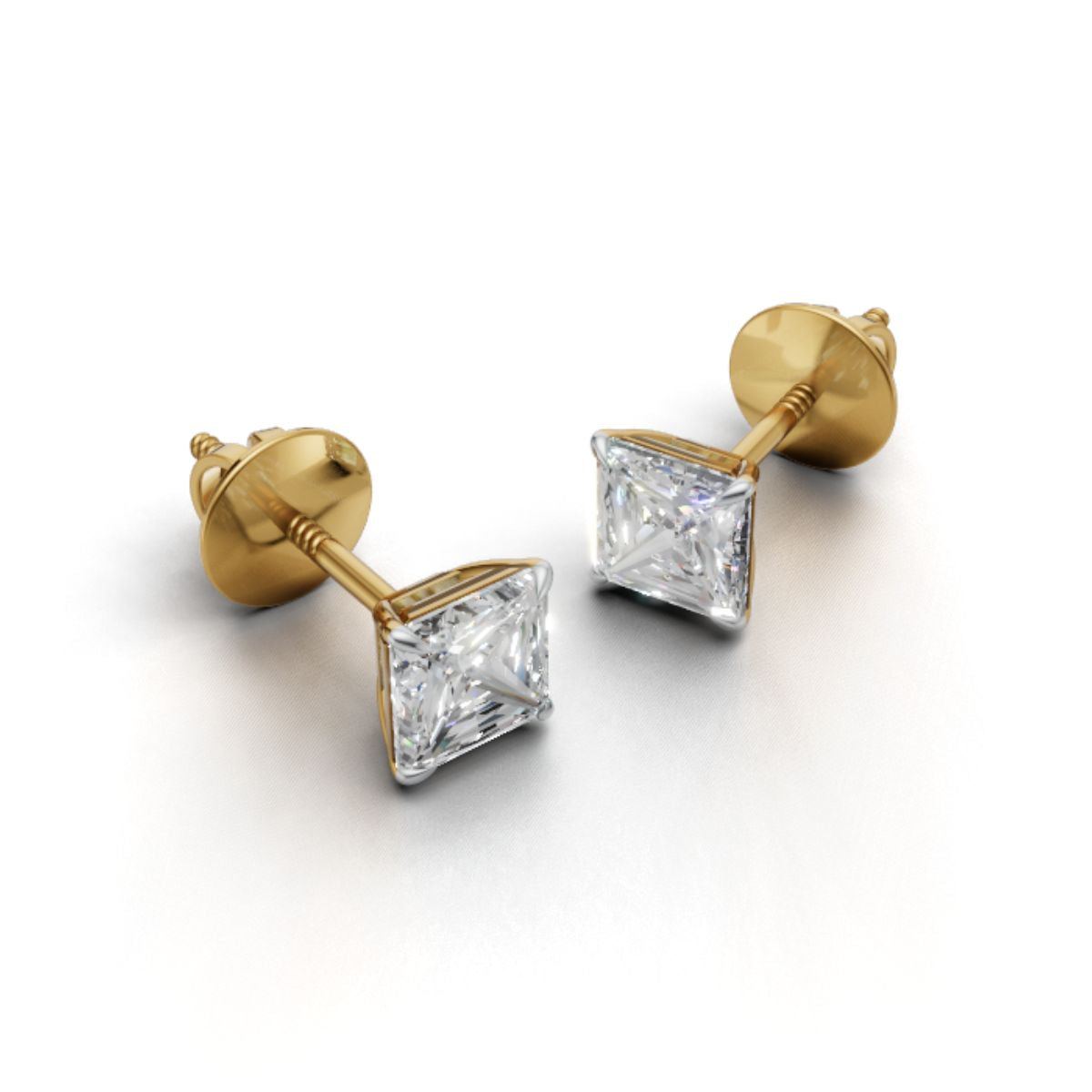 0.75 CT Each Princess Cut Lab Grown Diamond Stud Earrings | IGI Certified | Unisex