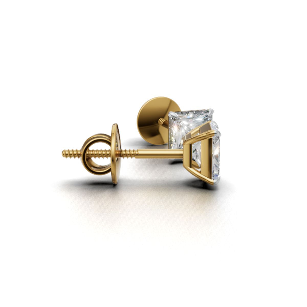 0.75 CT Each Princess Cut Lab Grown Diamond Stud Earrings | IGI Certified | Unisex