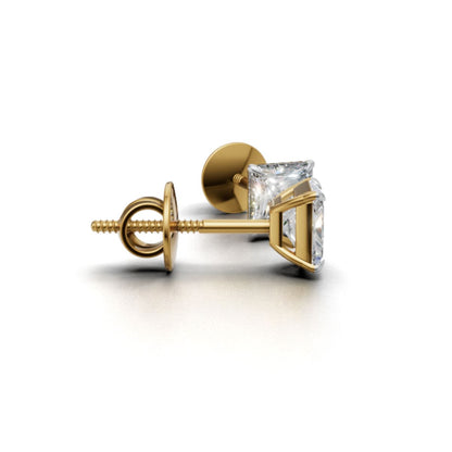 0.75 CT Each Princess Cut Lab Grown Diamond Stud Earrings | IGI Certified | Unisex