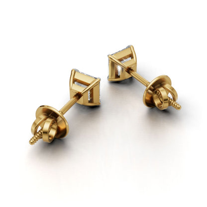 0.75 CT Each Princess Cut Lab Grown Diamond Stud Earrings | IGI Certified | Unisex