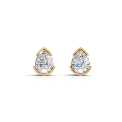 1.50 CT Each Pear Shape Lab Grown Diamond Stud Earrings | F-VVS2 IGI Certified | 9K, 14K & 18K Yellow Gold | Screw Back