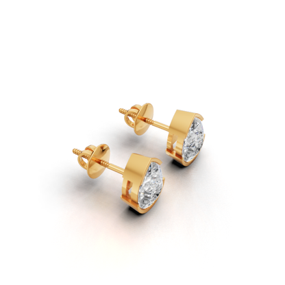 1.50 Carat Each Pear Shaped Moissanite in each earring | 9K, 14K, 18K Yellow Gold