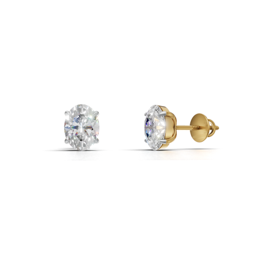 1 Carat Each Oval Lab Diamond Stud Earring