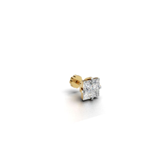 Avarta Yellow Gold 25 Cents Square Moissanite Nose stud