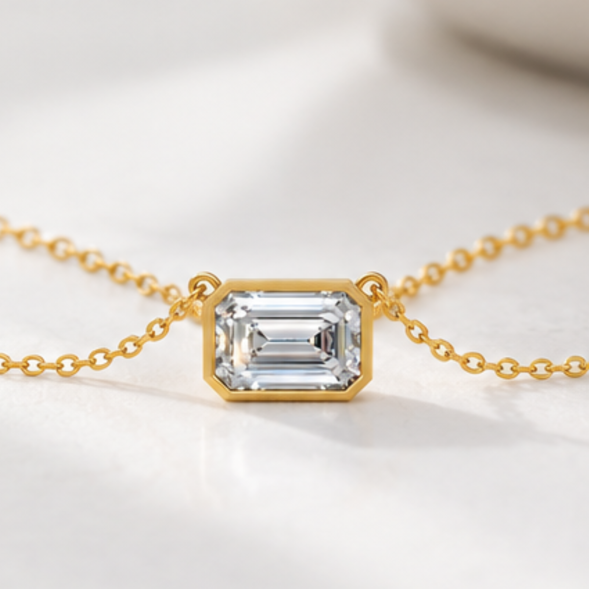 Petite Emerald-Cut Lab-Grown Diamond Pendant Necklace | Avarta Jewellery