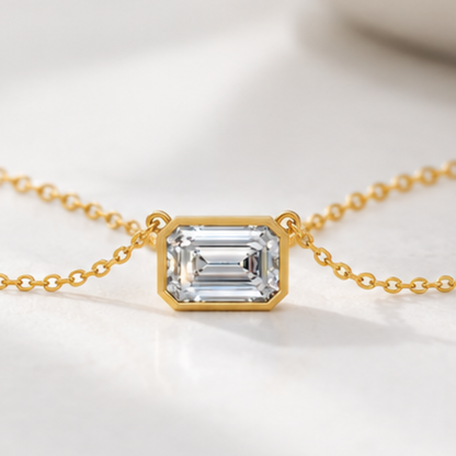 Petite Emerald-Cut Lab-Grown Diamond Pendant Necklace | Avarta Jewellery